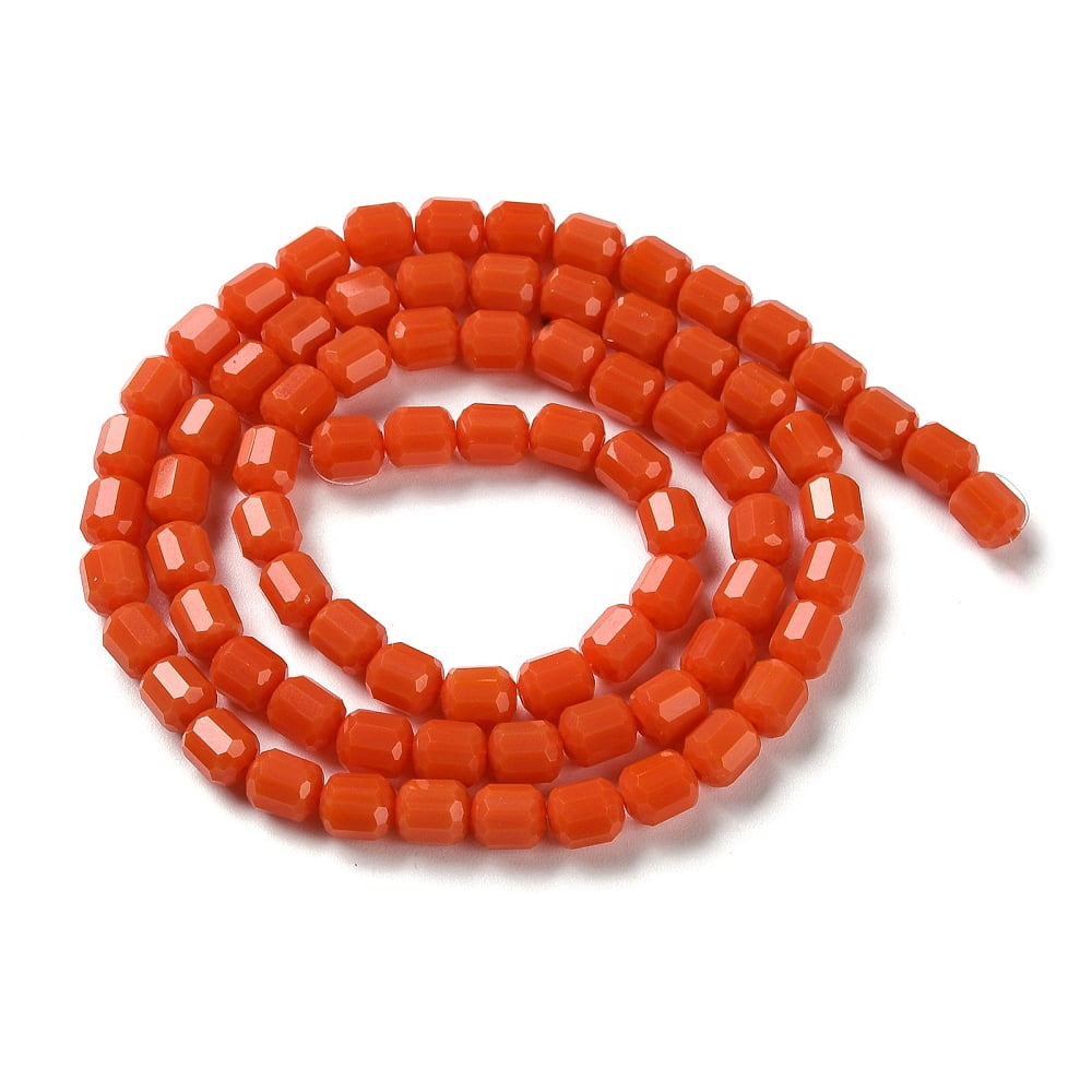 10strands Opaque Glass Beads Strands Faceted Barrel Coral 6.5~7x6mm Hole: 1mm about 78pcs/strand 20.28~21.65 inch(51.5~55cm)