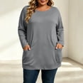 thumbnail image 2 of yillto S-5XL Womens Tops Basic Long Sleeve Blouse Fall Trendy Loose Casual Crew Neck Plus Size Top, 2 of 7