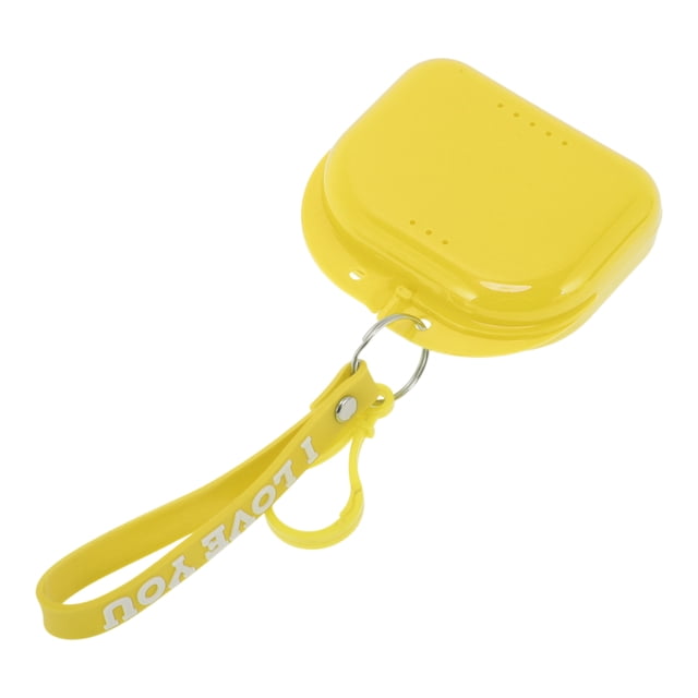 Unique Bargains 1 Pc Braces Box with Lanyard Compact Braces Storage Box Yellow
