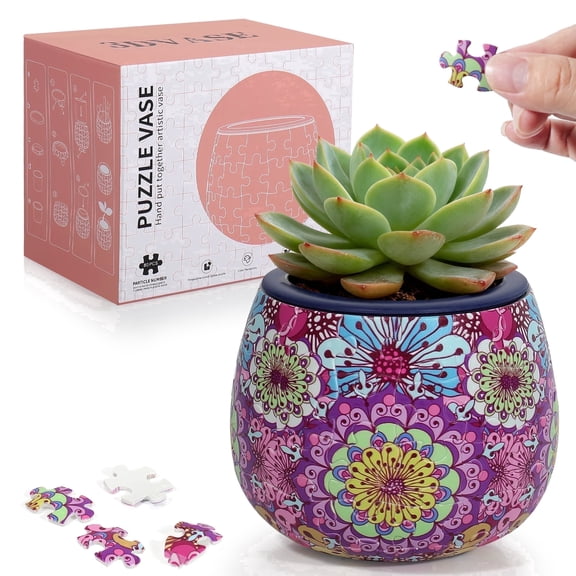 Feuymoent 3D Puzzle Planter, ABS 3D Puzzles for Adults- Interlocking Design-Indoor Planter Vase