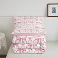 thumbnail image 3 of Cute Bow Bedding Set Pink Kawaii Bowknot King Down Comforter Watercolor Bow Tie Patchwork Pink White Comforter Sets Geometric Check Bow Duvet Insert, 3 of 8