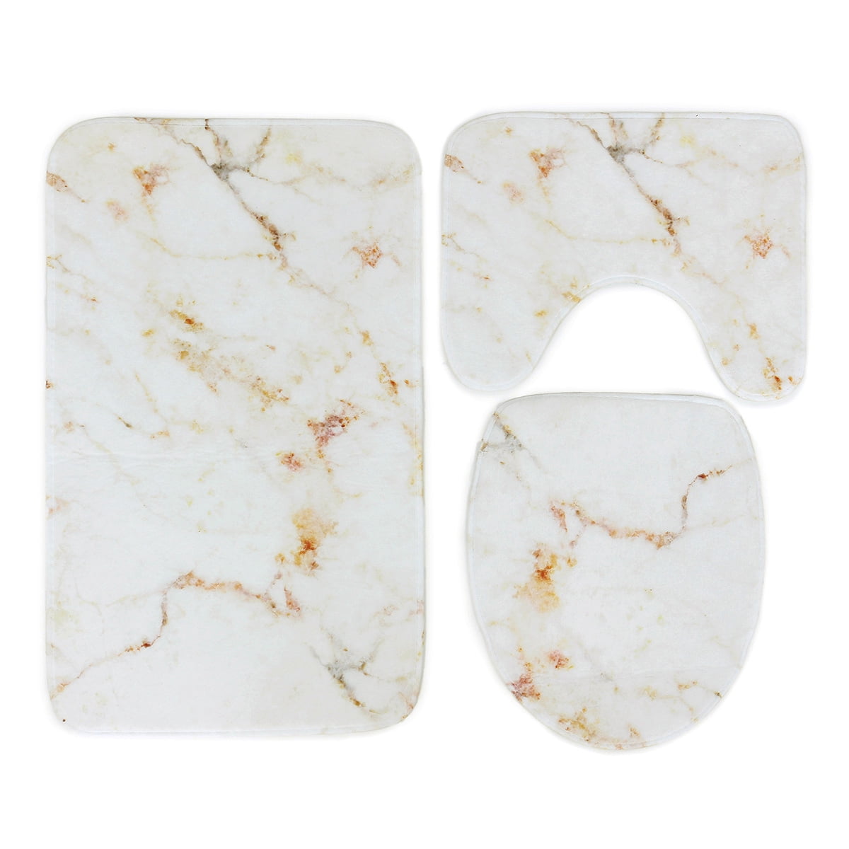 3Pcs Set Marble Pattern Bathroom Non-Slip Pedestal Rug Lid Toilet Cover Bath Mat