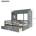 thumbnail image 7 of Wooden Bed Frame with Roof and Window, Bedroom Furniture with Roof and Fence, Double Twin Size House Platform Beds with Two Drawers, 7 of 7