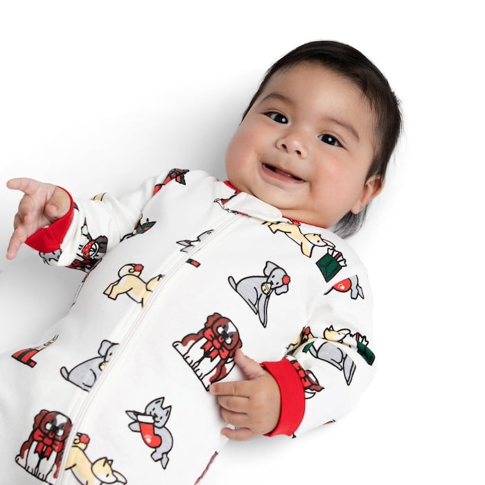 M+A by Monica + Andy Gender Neutral Baby Christmas Organic Cotton One Piece Pajamas and Bib Set, 2-Piece, Sizes 0M-24M