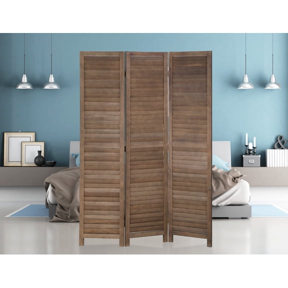 3 Panel Solid Wood Room Divider Screen Folding Blinds Wooden Privacy Wall Divider Portable Freestanding 67.7" x 16.9" Each Panel Room Partitions or Dividers for Home Office Bedroom Restaurant