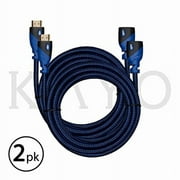 HDMI Extender-Male to Female Extension Cable-10Feet (2-Pack)KAYO High-Speed HDMI Cable(2.0b) Supports:Ethernet,Audio Return,4K,3D,HD,2160p,18gbs,(Latest Version)HDCP 2.2 Compliant with Bonus CABLE Tie