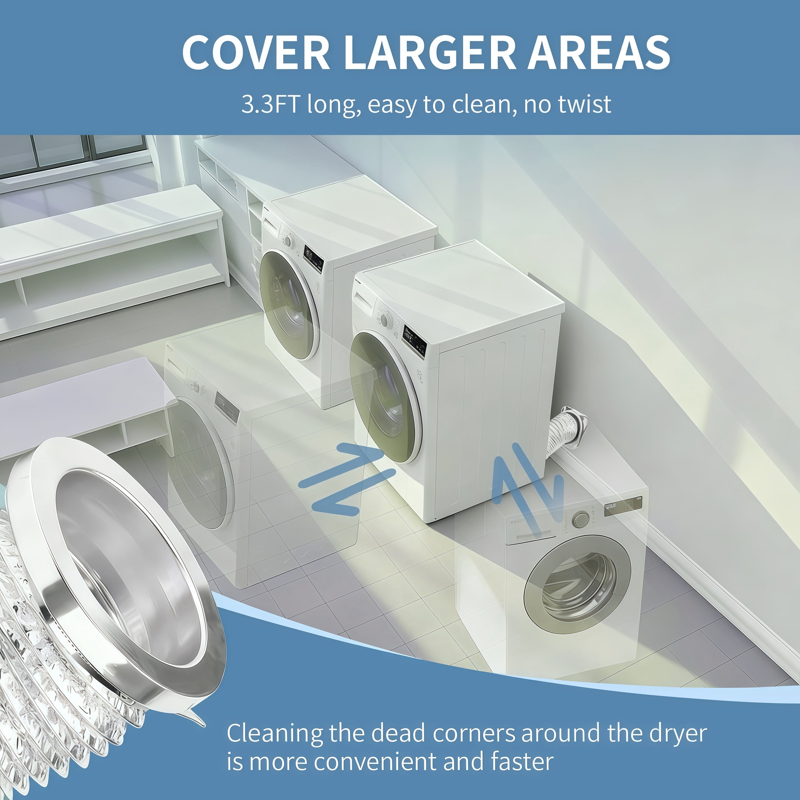 Magnetic Dryer Vent Coupling Connector Kit - DV180 Airtight Seal, Easy to Clean Quick Connector Including a 3.3ft 4" Duct and two Clamps
