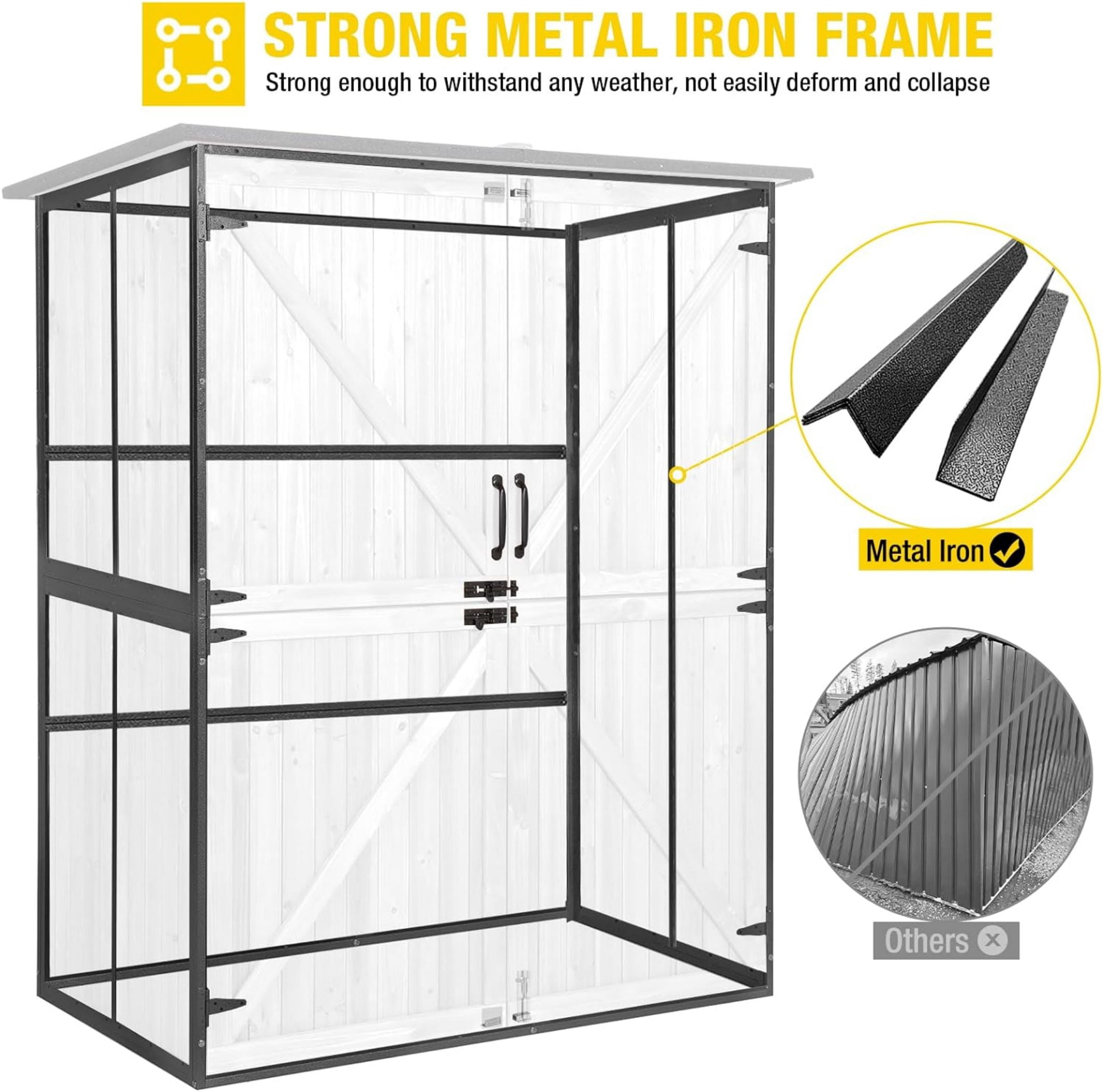 AIVITUVIN Outdoor Storage Shed Metal Frame Tool Garden Shed with Floor and Lockable Door for Patio Backyard Lawn
