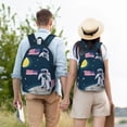 thumbnail image 4 of Yiaed Astronaut With USA Flag Print Print Laptop Backpack Travel Canvas Backpack Vintage Aesthetic Backpack for School Knapsack Backpack Backpack for School-, 4 of 5