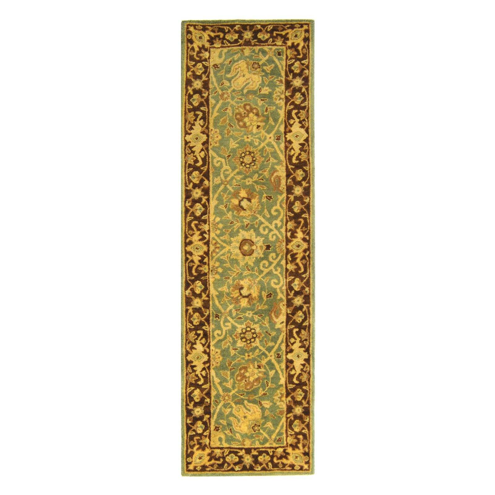 SAFAVIEH Antiquity Lilibeth Traditional Floral Wool Runner Rug, Green/Brown, 2'3" x 8' - image 2 of 8