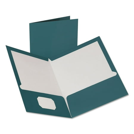 Oxford Two-Pocket Laminated Folder  100-Sheet Capacity  11 x 8.5  Metallic Teal  25/Box