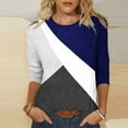 thumbnail image 2 of GERsome Women's Round Neck Color Block Stripe T-Shirt 3/4 Sleeve Slim Fit Soft Breathable Comfy Tee Shirts, 2 of 4