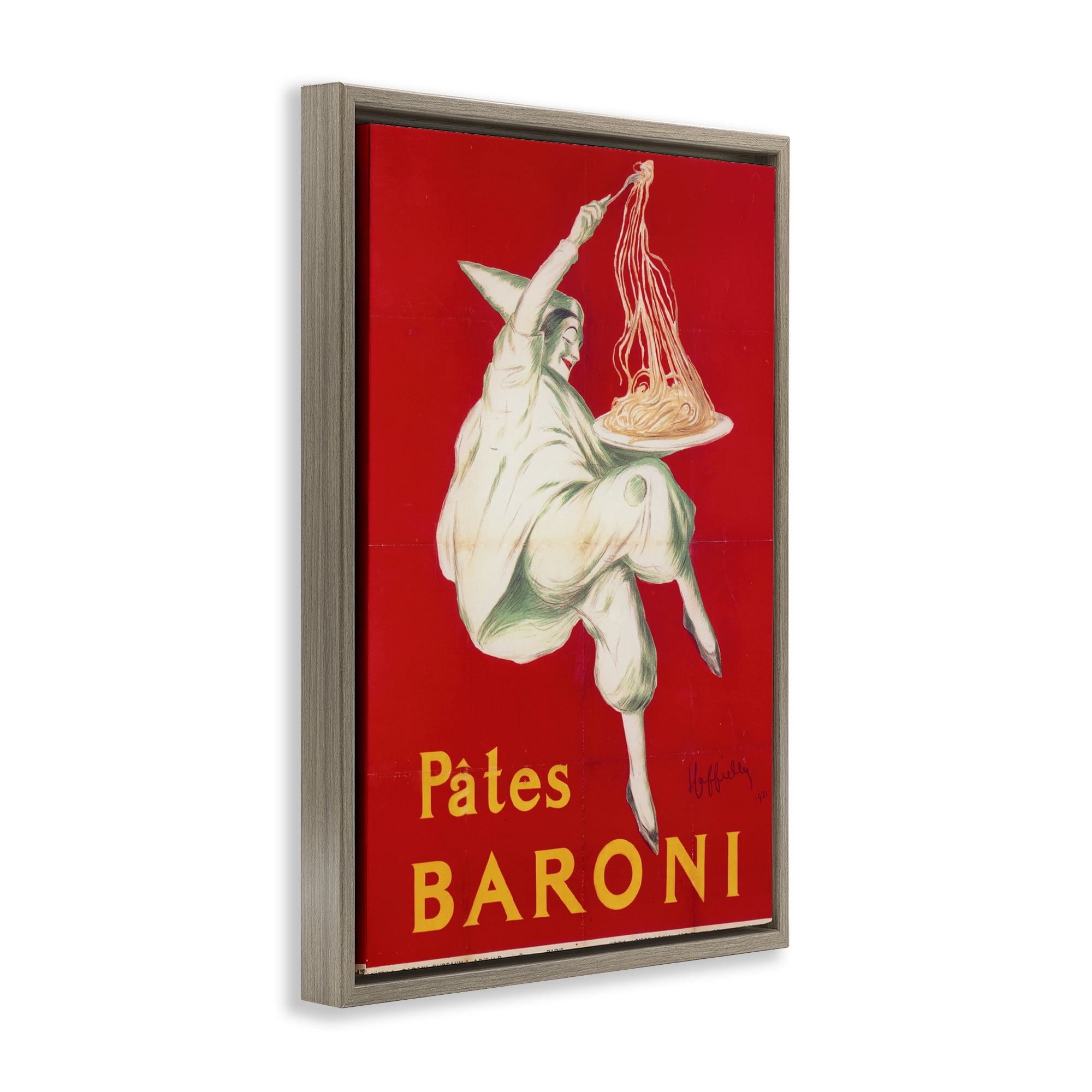 Stupell Industries Pates Baroni Advertisement Brown Framed Floater Canvas Wall Art, design by Vintage Hustle