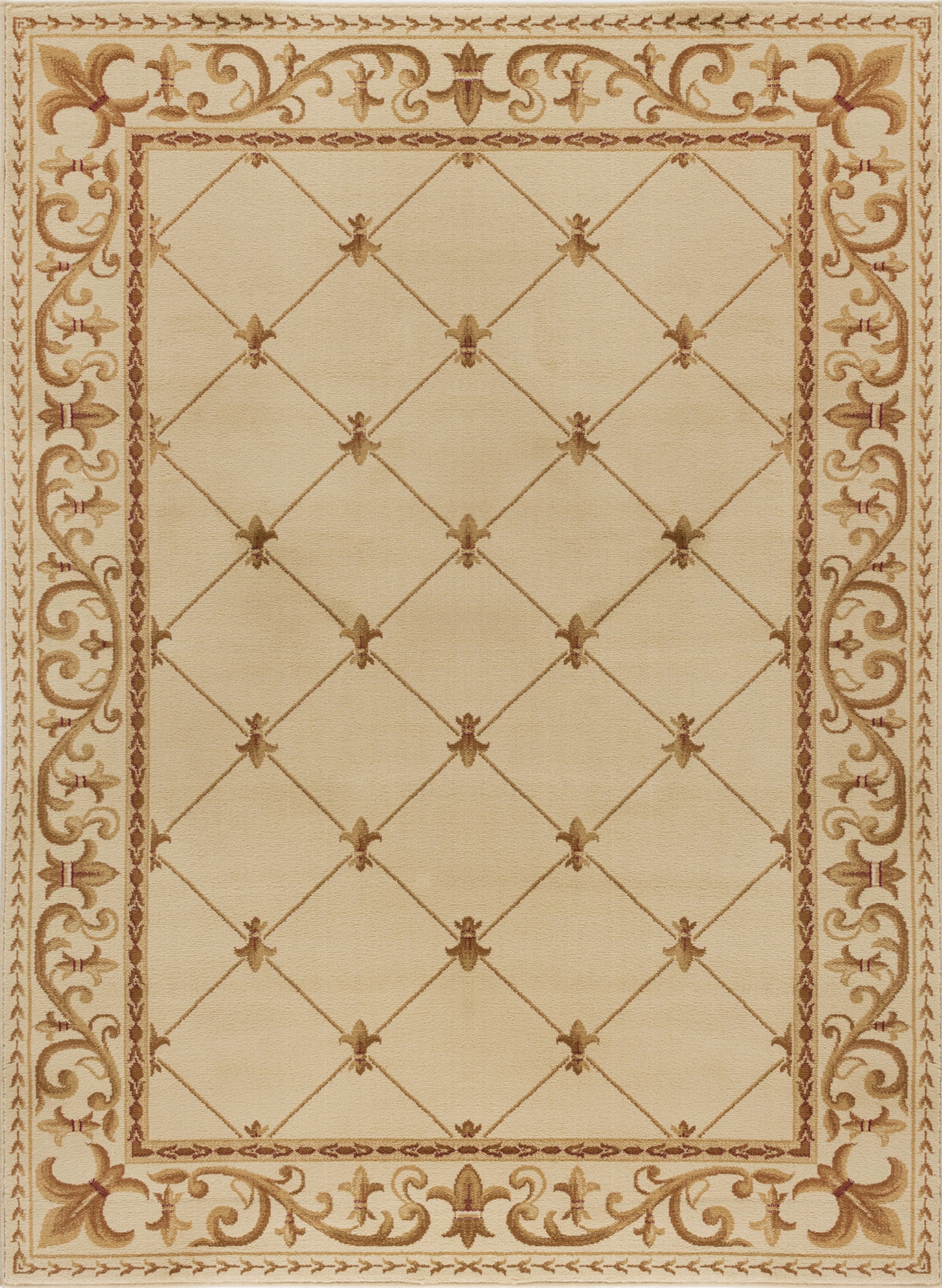Sensation Traditional 5' x 7' Ivory and Beige Polypropylene Indoor Area Rug