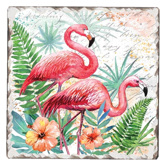 Thirstystone Tropical Pink Flamingo Single Tumbled Tile Coaster Create Your Own Set