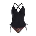 thumbnail image 5 of vigerkar Women's Tankini Set 2 Piece Swimsuit Bathing Suit Drawstring Tie Side Swim Top with Bikini Bottom Summer Beach Swimwear (Black, S), 5 of 9