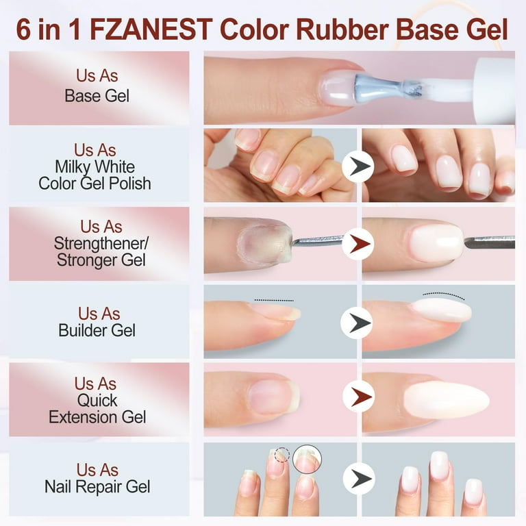 FZANEST Base Clear Sheer Color Gel,Elastic Rubber Base Coat