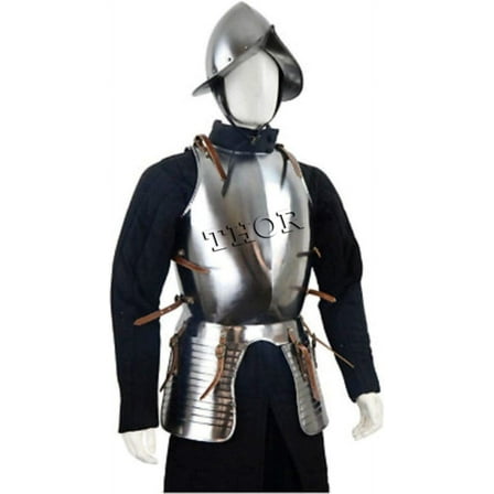 THOR INSTRUMENTS Medieval Armor Breastplate Jacket & Marion Helmet Halloween Costume Rustic Vintage Home Decor Gifts