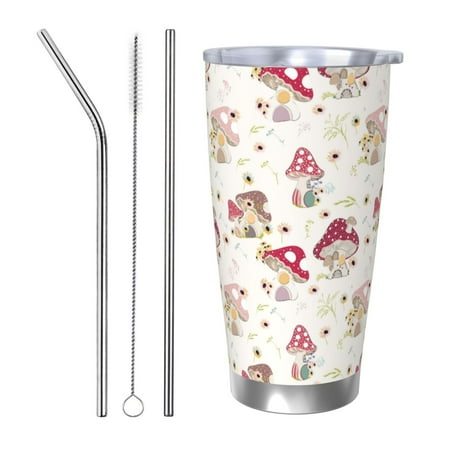 

Junzan Floral Mushroom for 20oz Stainless Steel Insulated Car Cup with Spillproof Lid - Insulated Coffee Mug Thermal Cup-Straw Three-piece Set