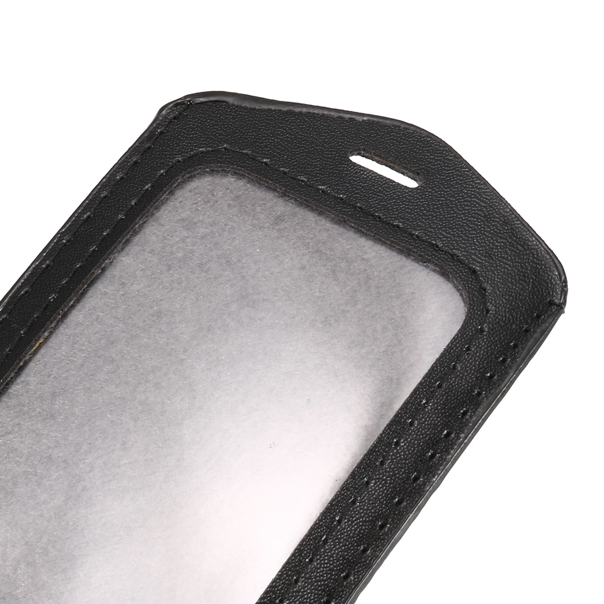 Unique Bargains Faux Leather Neck Strap Vertical Work Bussiness Card Holder Black