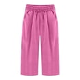 thumbnail image 4 of JUSLIO Capris for Women with Pockets, Elastic Waist Casual Everyday Linen Capris, 4 of 5