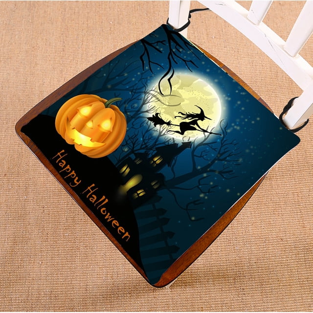 ABPHQTO Cojín de silla de luna llena de bruja de Halloween Cojín de asiento Cojín de silla Cojín de suelo 40x40 cm