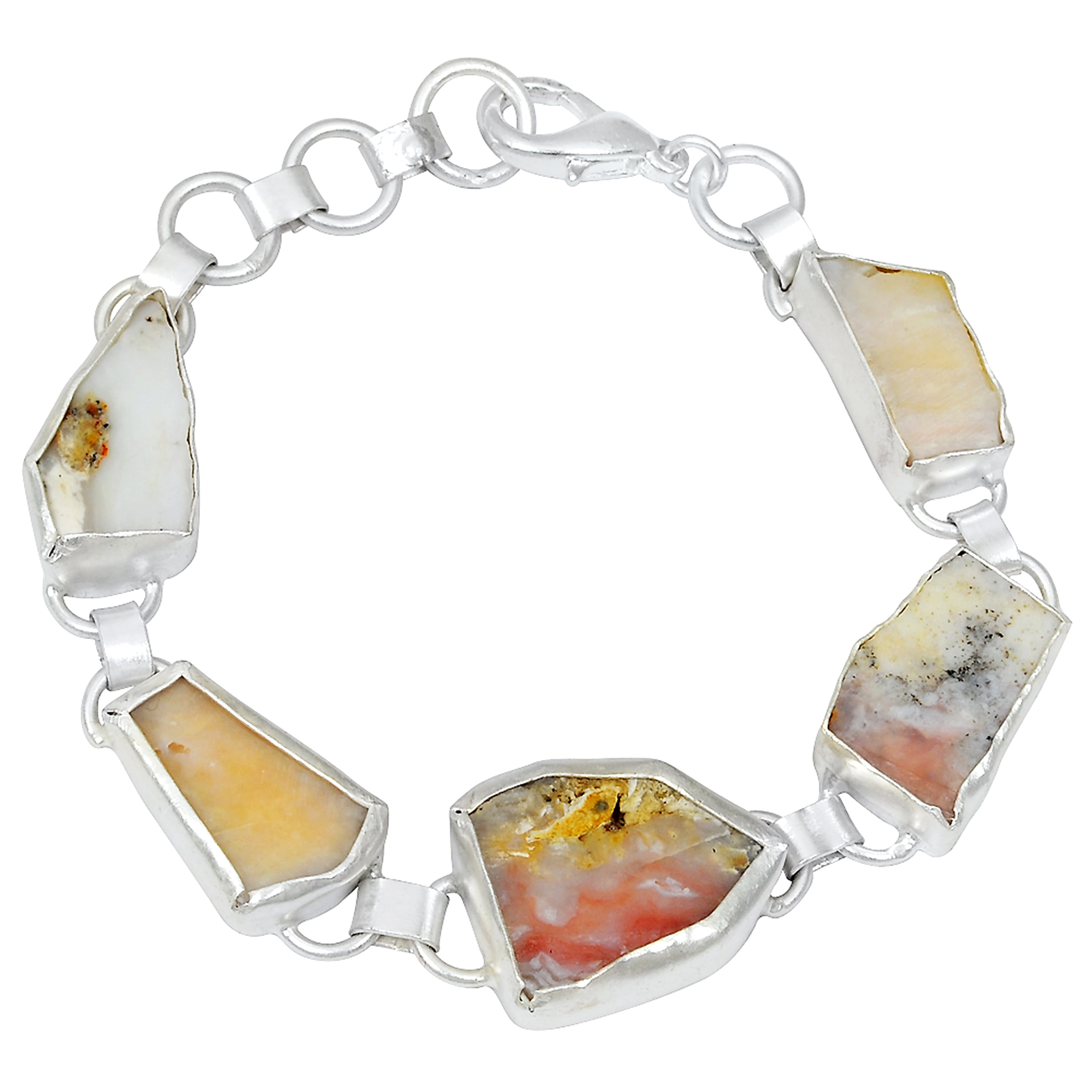 Fancy Shape 75.00 Ctw. White Crystal Quartz Birthstone Gemstone Orchid Jewelry Brass Fashion Bracelet for Women