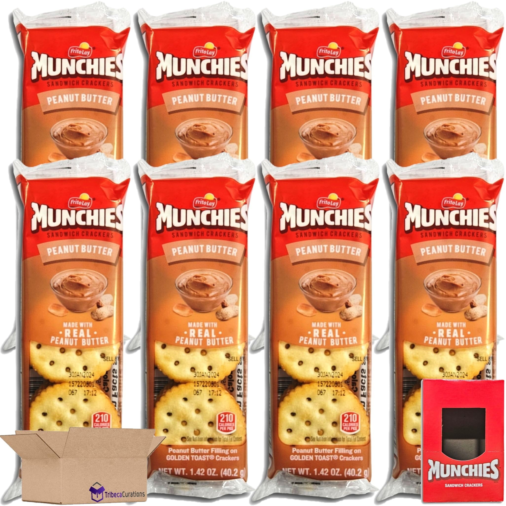 Munchies Peanut Butter Sandwich Crackers Value Pack |  8 Count Box | Pack of 3 (24 Total Sleeves)