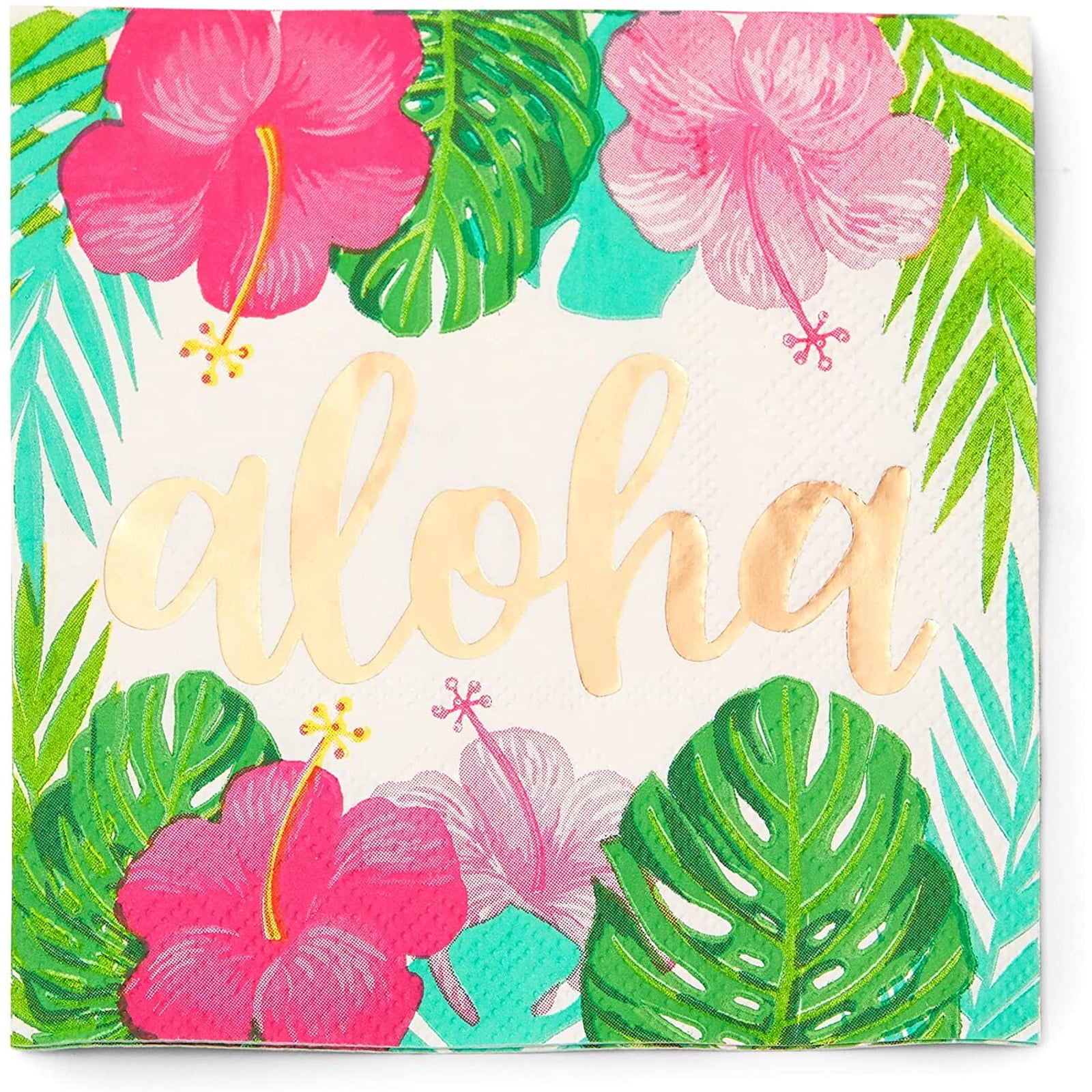 Creative Converting Aloha 16 Ct Lunch Napkins Summer Luau Party Pineapple Hibiscus
