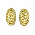 thumbnail image 2 of Bling Jewelry Womens Grooved Twist Shrimp Half Hoop Dome Clip On Earrings Gold, 2 of 5