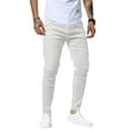 thumbnail image 3 of ONLYSHE Stylish Jeans For Mens Skinny Stretch Denim Pants Distressed Ripped Freyed Slim Fit Jeans Trousers White, 3 of 8