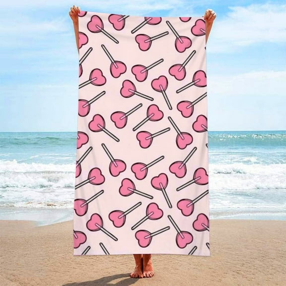 LYEAA Large Beach Towels Microfiber 90x180cm Sandproof Beach Mat Beach Towel Plaid Beach Blanket Lightweight Seaside Sitting Blanket for Travel Vacation Swimming Pool Pink