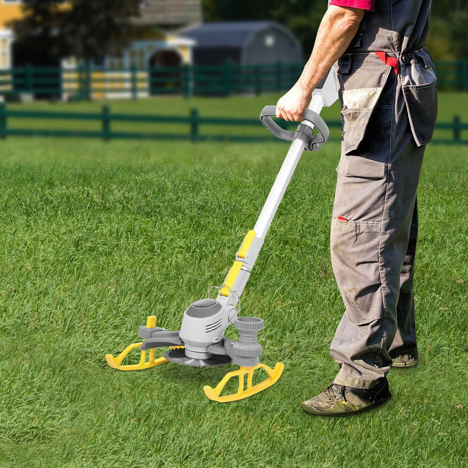 ToppiJoy Cordless String Trimmer with Charger, 4.0Ah Battery Powered, Lawn Edger with Adjustable Telescopic Pole, Grass Trimmer for Lawn Care and Yard Work