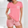 thumbnail image 2 of cfhntfmh Women Pajama Sets 2 Piece Lounge Sets Short Sleeve Casual V Neck Basic Tops Loose Comfy Print Shorts Sleepwear, 2 of 5