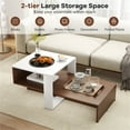 thumbnail image 4 of Modern Double Layered Dual Color Coffee Table | White & Brown Engineered Wood | 31" L x 16" W | 2-Tier Storage for Living Room, 4 of 9