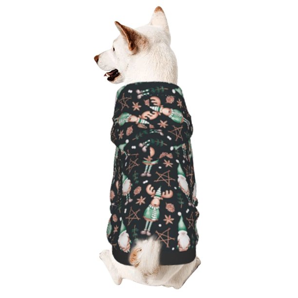 Fotbe Christmas cute deer old man Sudadera con Estampado para Perros Pequeños – Suéter con Capucha para Mascotas, Tela Suave de Forro Polar con Bolsillo-X-Small