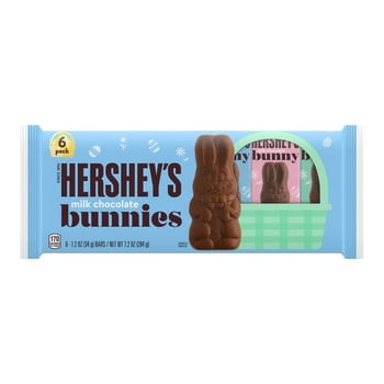 Hershey's Milk Chocolate Bunnies Easter Candy, Packs 1.2 oz, 6 Count
