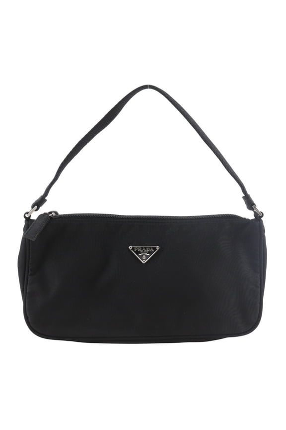 Pre-Owned Prada accessory pouch, handbag, nylon, black, zipper, women's.