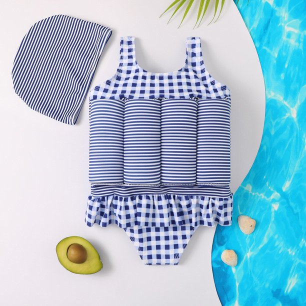 Bañador de una pieza para niños, bonitos dibujos animados, niñas, flotante, a rayas, natación, cremallera, vida, glamuroso, niños, niñas, niños, gorras de verano zhangyuxiang unisex