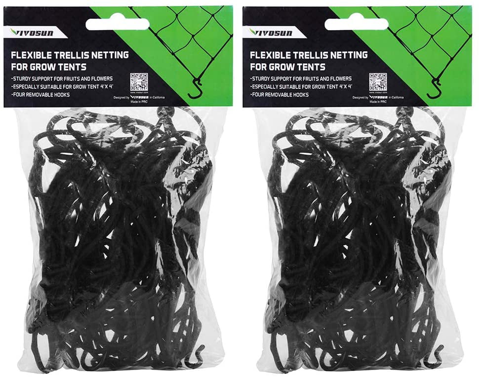 2 Pack Trellis Netting 4x4 with Hooksfor Grow Tents and Climbing Plants 