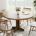 thumbnail image 6 of Huloretions Round Dining Table for 4,Farmhouse Kitchen Table,47 Inch Rustic Circle Dining Room Table with Wood Base for Kitchen Dining Room Living Room(Only Table), 6 of 7