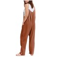 thumbnail image 3 of Olyvenn Women's V Neck Sleeveless Jumpsuits Spaghetti Straps Harem Long Pants Overalls with Pockets Wide Leg Suspender Jumpsuits Orange 6, 3 of 5
