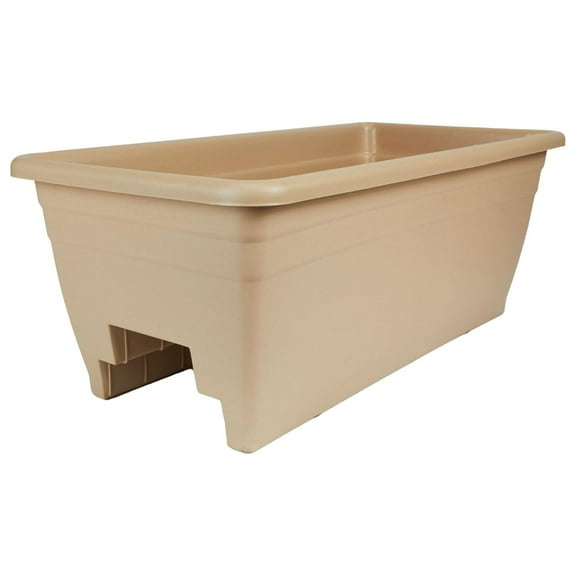 The HC Companies Deck Railing Planter Box with Removable Drain Plugs, 24 Inch, Sandstone