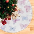 thumbnail image 5 of Coolnut 35.4" Pink Butterfly Christmas Tree Skirt, Soft Christmas Tree Mat Merry Xmas Tree Skirt Ornaments for Indoor Outdoor Farmhouse Holiday Party Decoration, 5 of 6