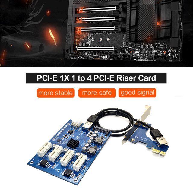 4 puertos USB 3.0 PCI-e X1 Tarjeta de expansión PCIe USB Hub Riser (adaptador + 6 pines)