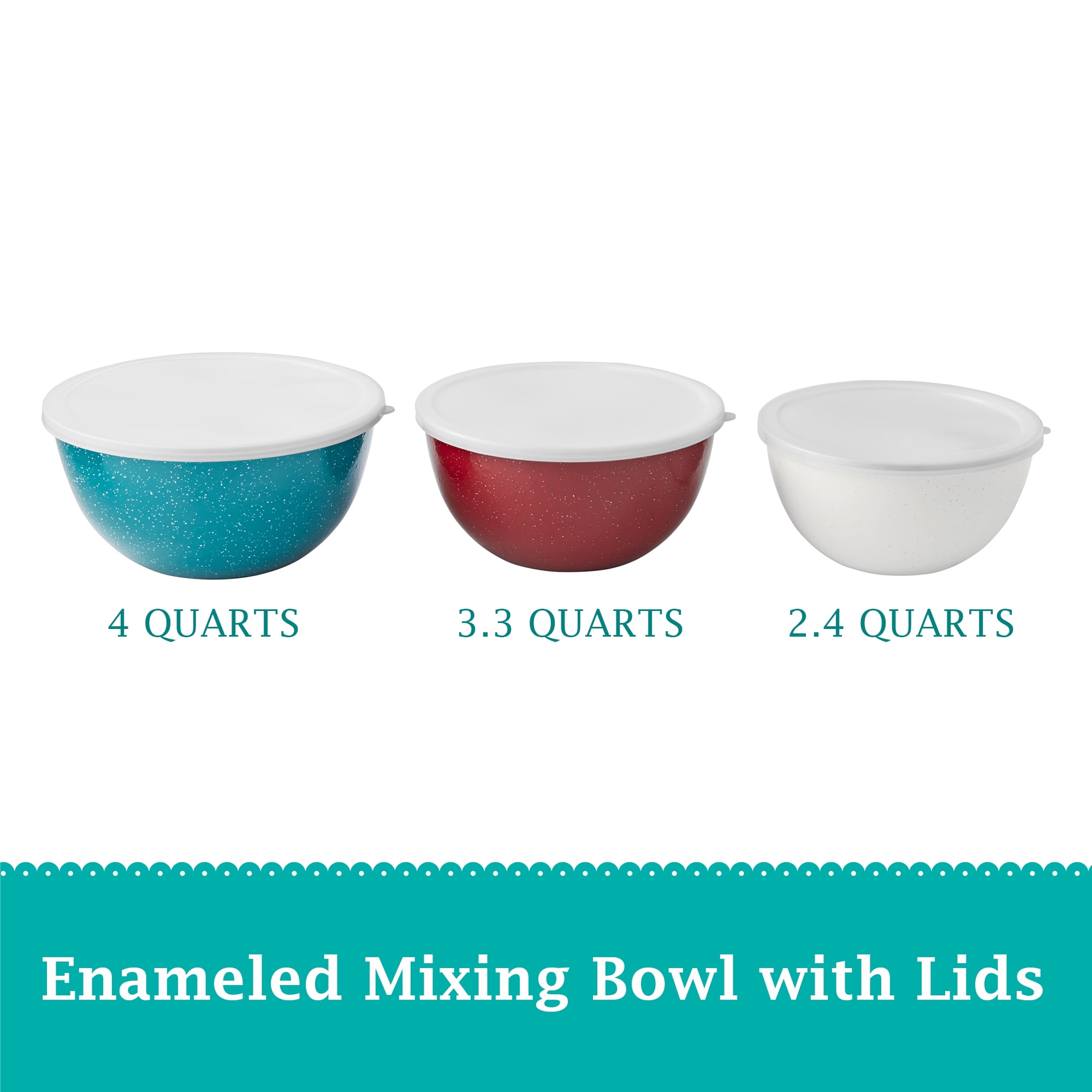 The Pioneer Woman 6-Piece Enamel on Steel Mixing Bowls with Lids