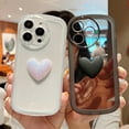 thumbnail image 2 of Compatible with iPhone 15 Pro Case for Women Girls Cute 3D Heart Clear Phone Case with Camera Lens Protection Transparent Frosted Edge Soft Silicone Shockproof Cover Funda 6.1 Inch (Black), 2 of 8