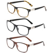 3 Value Pack Bifocal Reading Glasses Medium Size Frame Comfortable Fit Reading Glasses with Pouches