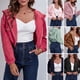 thumbnail image 2 of Chaqueta corta informal de pana con capucha y cremallera para mujer, 2 of 7