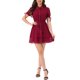 thumbnail image 1 of Vestido A-Line con Cuello Peter Pan y Puños con Volantes para Mujeres INSPIRE CHIC XS Rojo Oscuro, 1 of 6